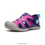 azul profundo/festival fucsia calzado KEEN sandalia raya T0822B917 niños grandes - Imagen 3