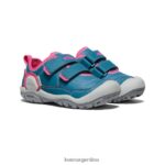 coral azul/pavo real rosa calzado KEEN tenis con doble tira hueca y nudo T0822B942 pequeños niños - Imagen 2