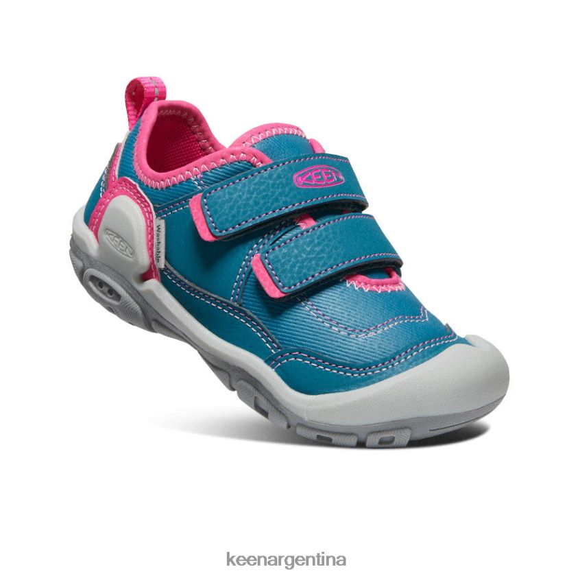 coral azul/pavo real rosa calzado KEEN tenis con doble tira hueca y nudo T0822B942 pequeños niños - Imagen 3