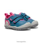 coral azul/pavo real rosa calzado KEEN tenis con doble tira hueca y nudo T0822B959 niños pequeños - Imagen 2