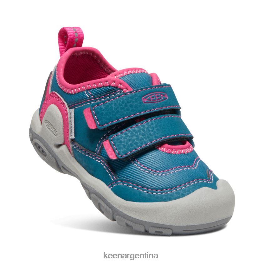 coral azul/pavo real rosa calzado KEEN tenis con doble tira hueca y nudo T0822B959 niños pequeños - Imagen 3