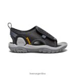 negro/gris acero calzado KEEN Knotch River con puntera abierta T0822B932 niños pequeños