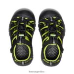 negro/verde lima calzado KEEN newport h2 T0822B745 pequeños niños - Imagen 4