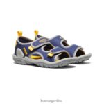 profundidades azules/amarillo calzado KEEN Knotch Creek con puntera abierta T0822B771 pequeños niños - Imagen 2