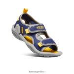 profundidades azules/amarillo calzado KEEN Knotch Creek con puntera abierta T0822B771 pequeños niños - Imagen 3