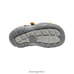 profundidades azules/amarillo calzado KEEN Knotch Creek con puntera abierta T0822B771 pequeños niños - Imagen 4