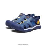 profundidades brillantes de cobalto/azul calzado KEEN sandalia raya T0822B865 pequeños niños - Imagen 2