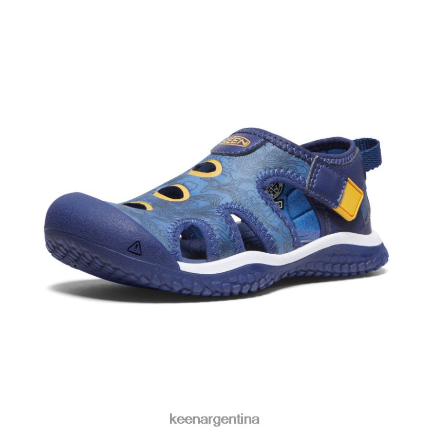 profundidades brillantes de cobalto/azul calzado KEEN sandalia raya T0822B865 pequeños niños - Imagen 3