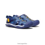 profundidades brillantes de cobalto/azul calzado KEEN sandalia raya T0822B916 niños grandes - Imagen 2